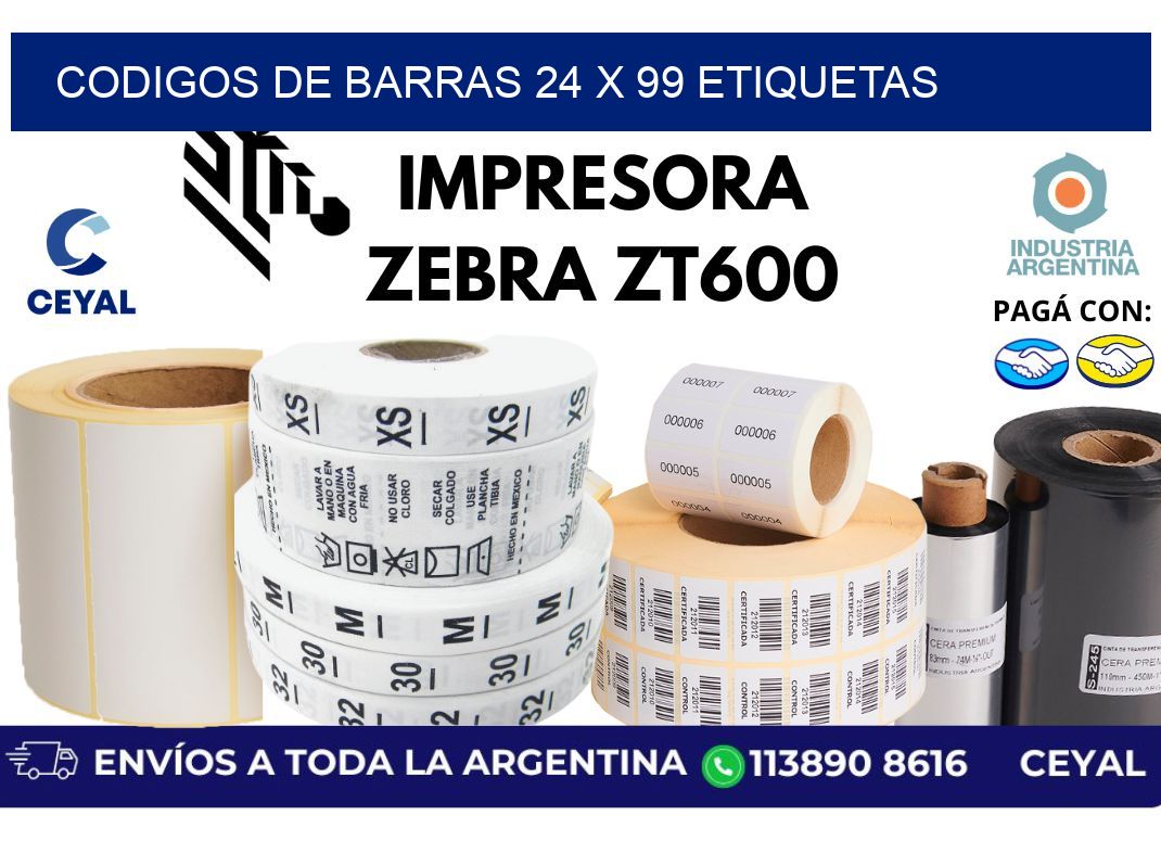 codigos de barras 24 x 99 etiquetas