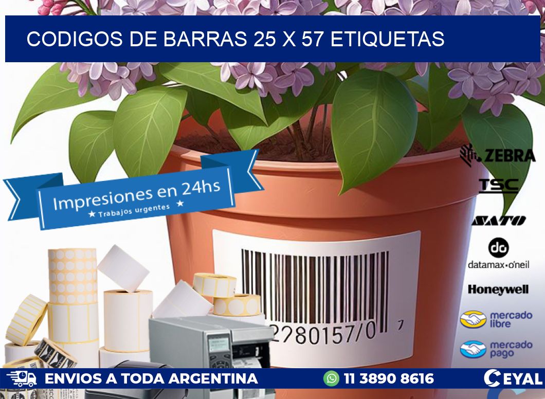 codigos de barras 25 x 57 etiquetas