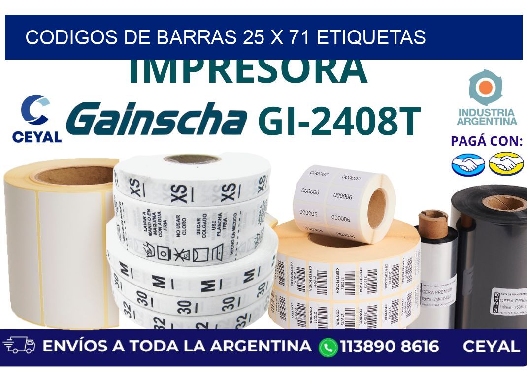 codigos de barras 25 x 71 etiquetas
