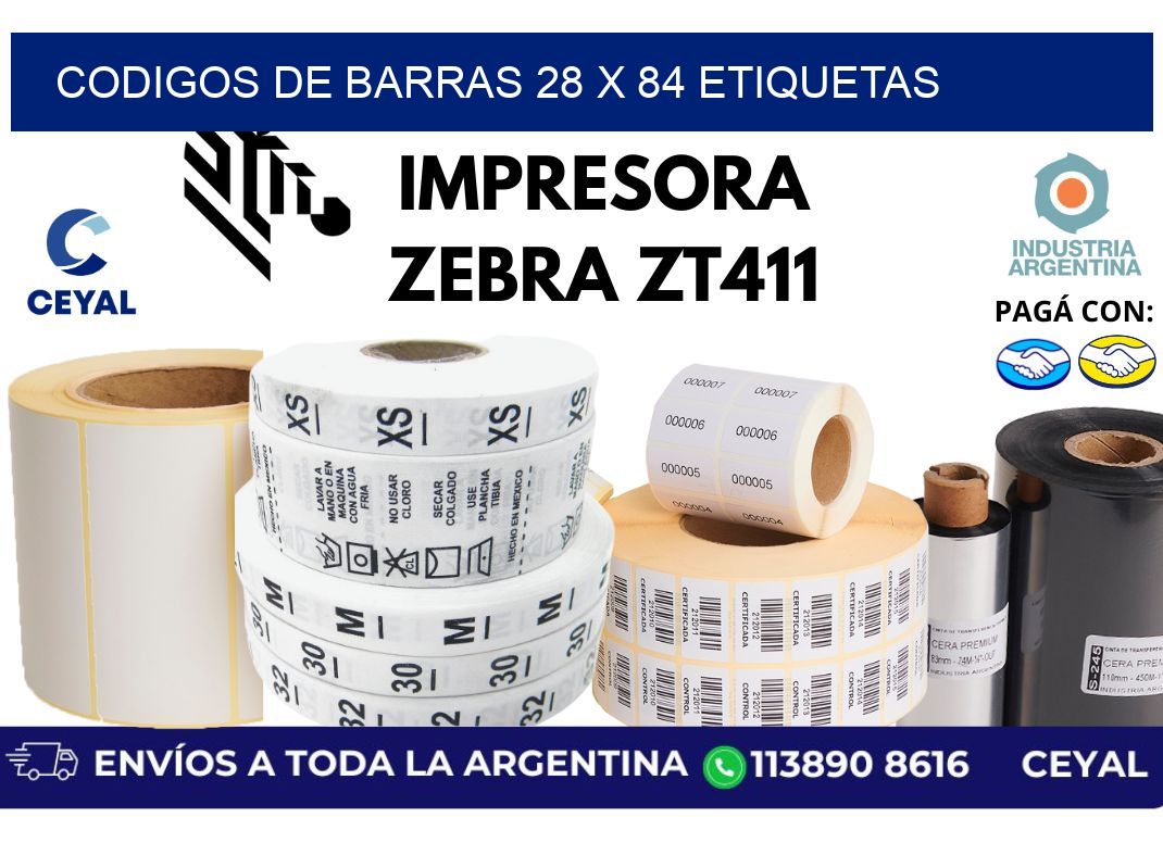 codigos de barras 28 x 84 etiquetas