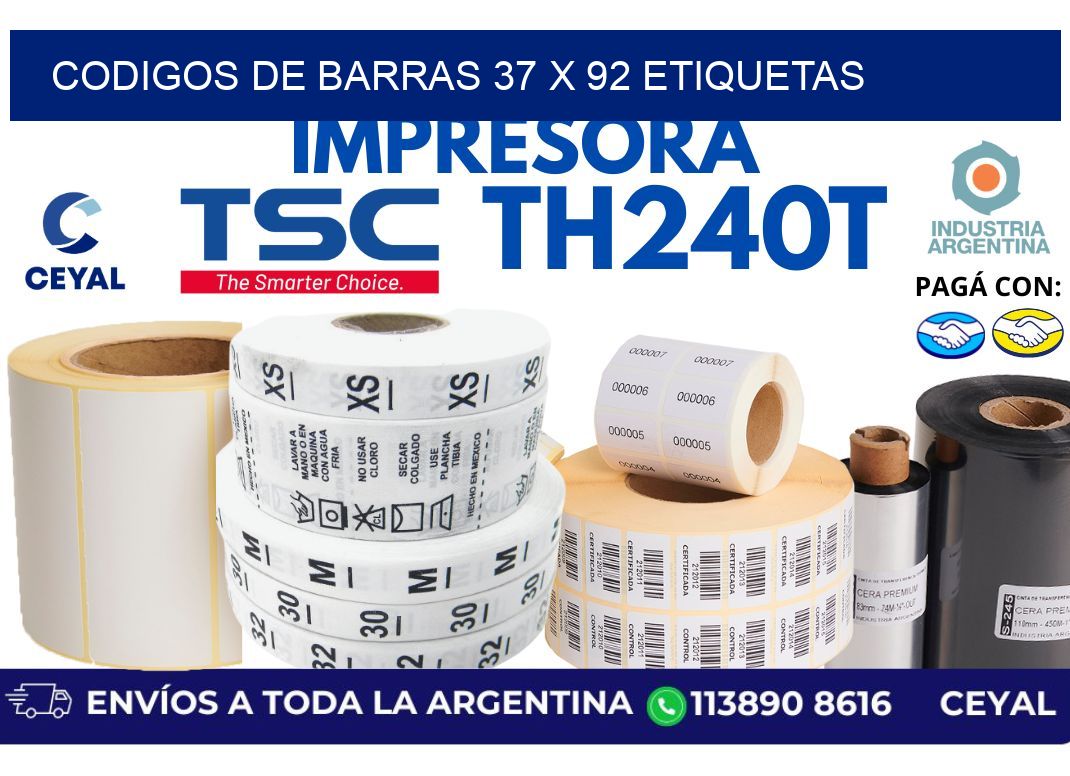 codigos de barras 37 x 92 etiquetas