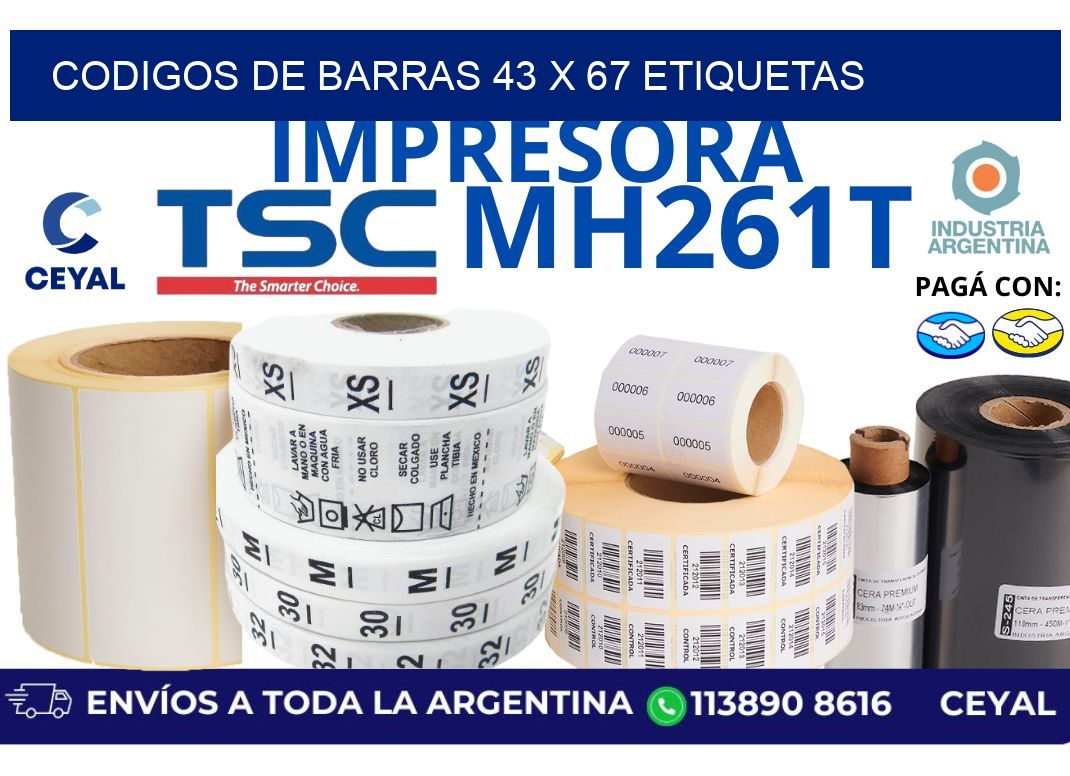 codigos de barras 43 x 67 etiquetas