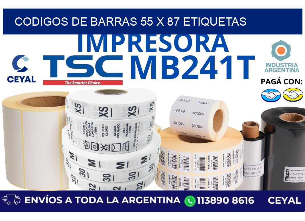 codigos de barras 55 x 87 etiquetas