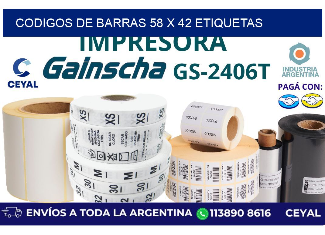 codigos de barras 58 x 42 etiquetas