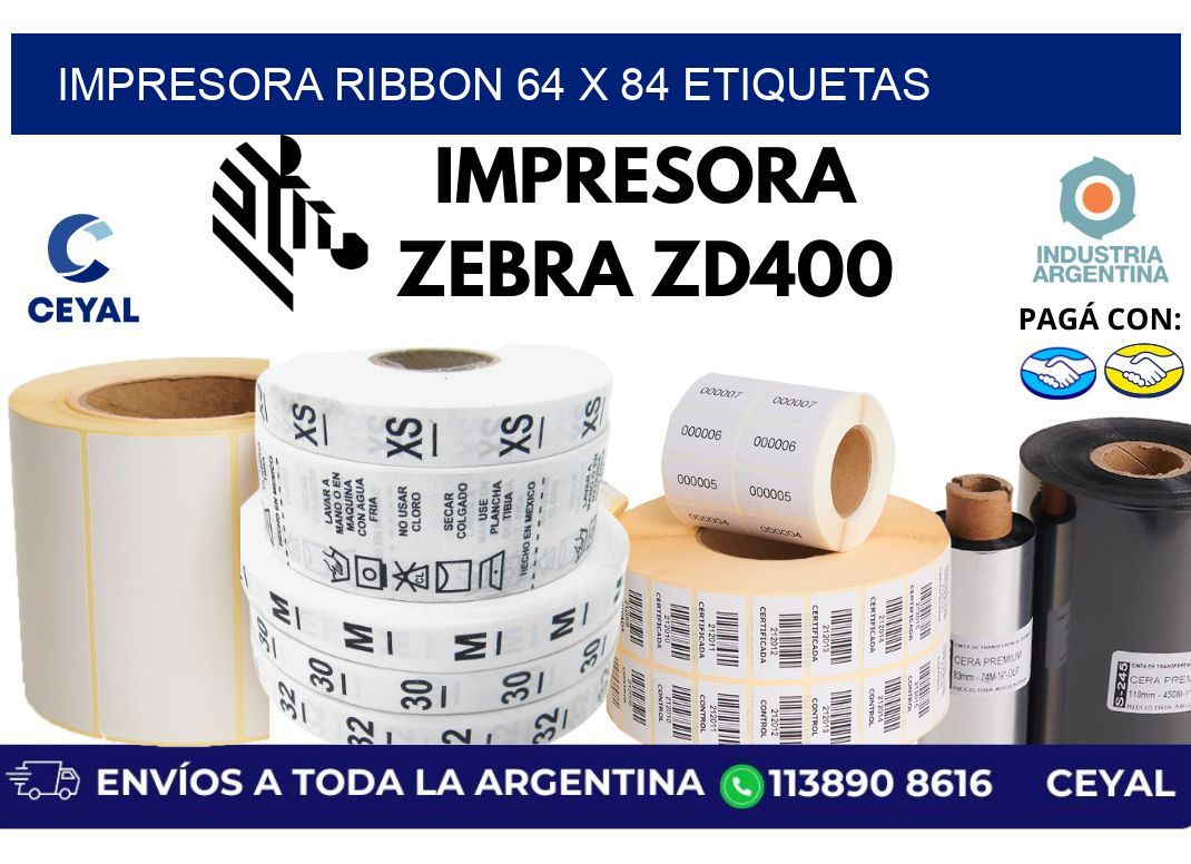 impresora ribbon 64 x 84 etiquetas
