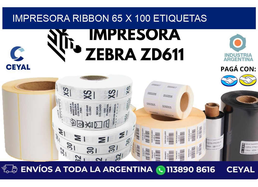 impresora ribbon 65 x 100 etiquetas