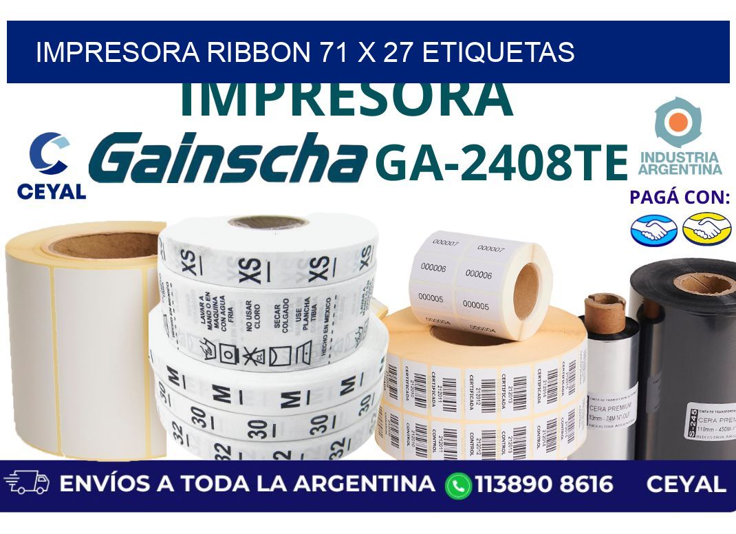 impresora ribbon 71 x 27 etiquetas