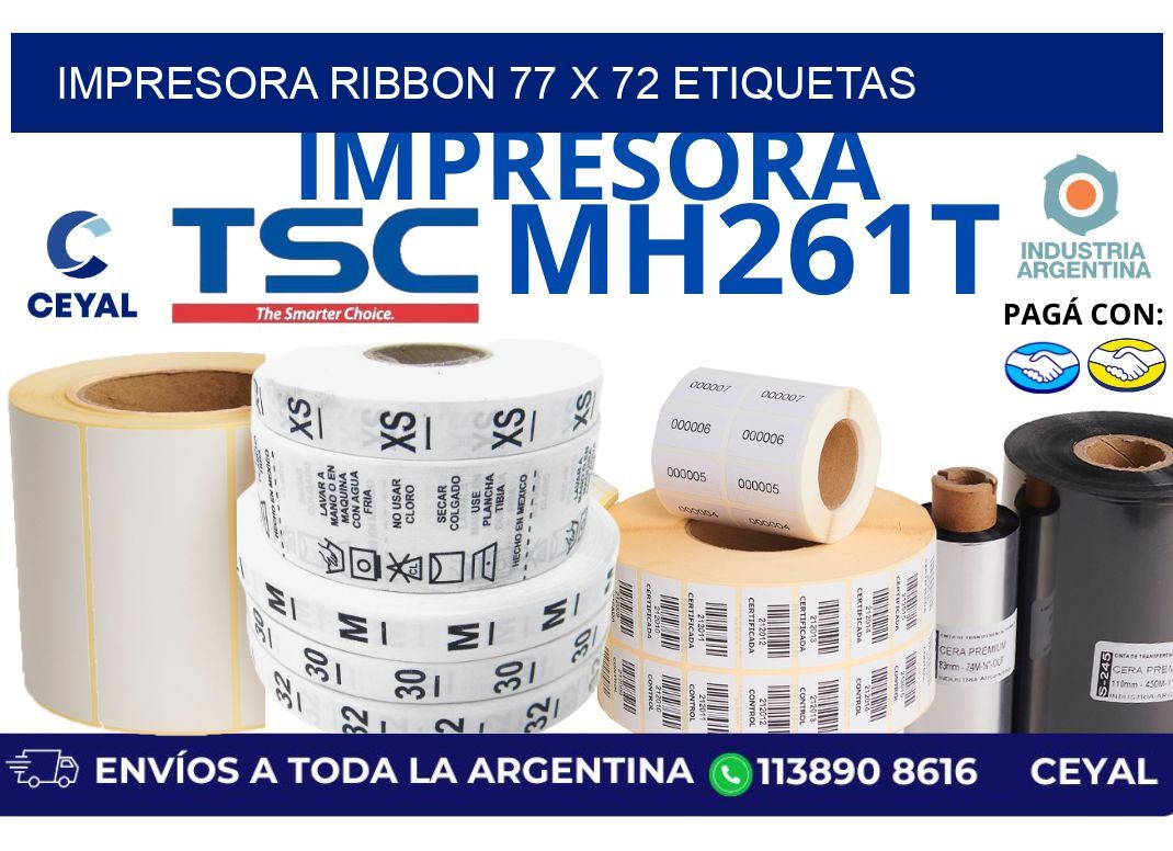 impresora ribbon 77 x 72 etiquetas