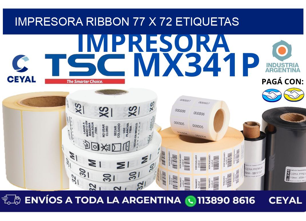 impresora ribbon 77 x 72 etiquetas