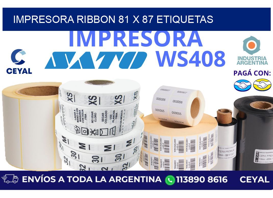 impresora ribbon 81 x 87 etiquetas