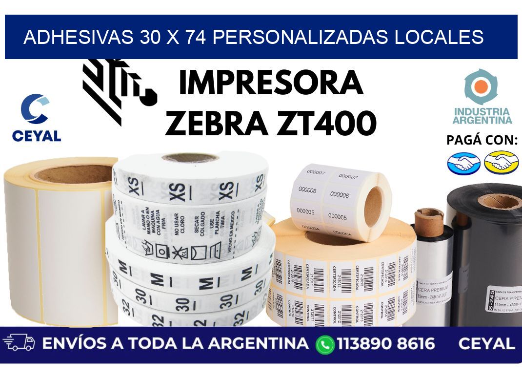 adhesivas 30 x 74 personalizadas locales