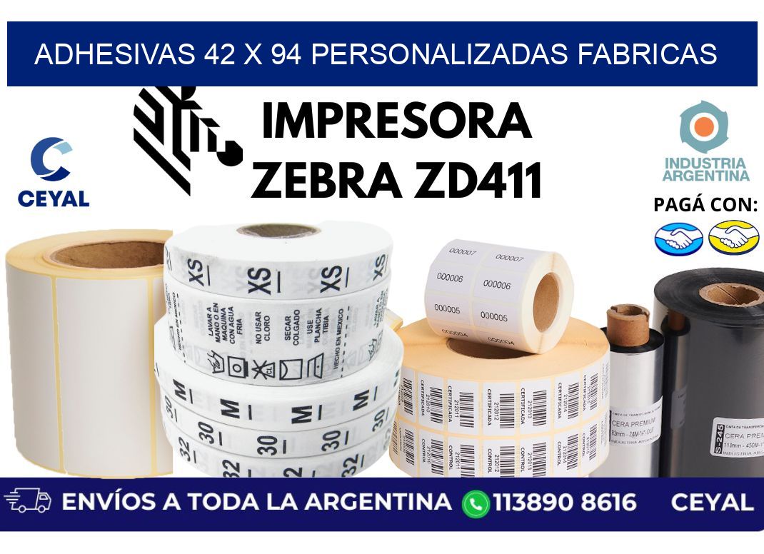 adhesivas 42 x 94 personalizadas fabricas