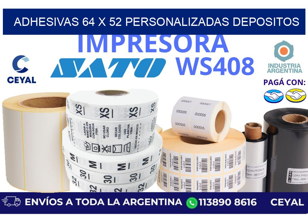 adhesivas 64 x 52 personalizadas depositos