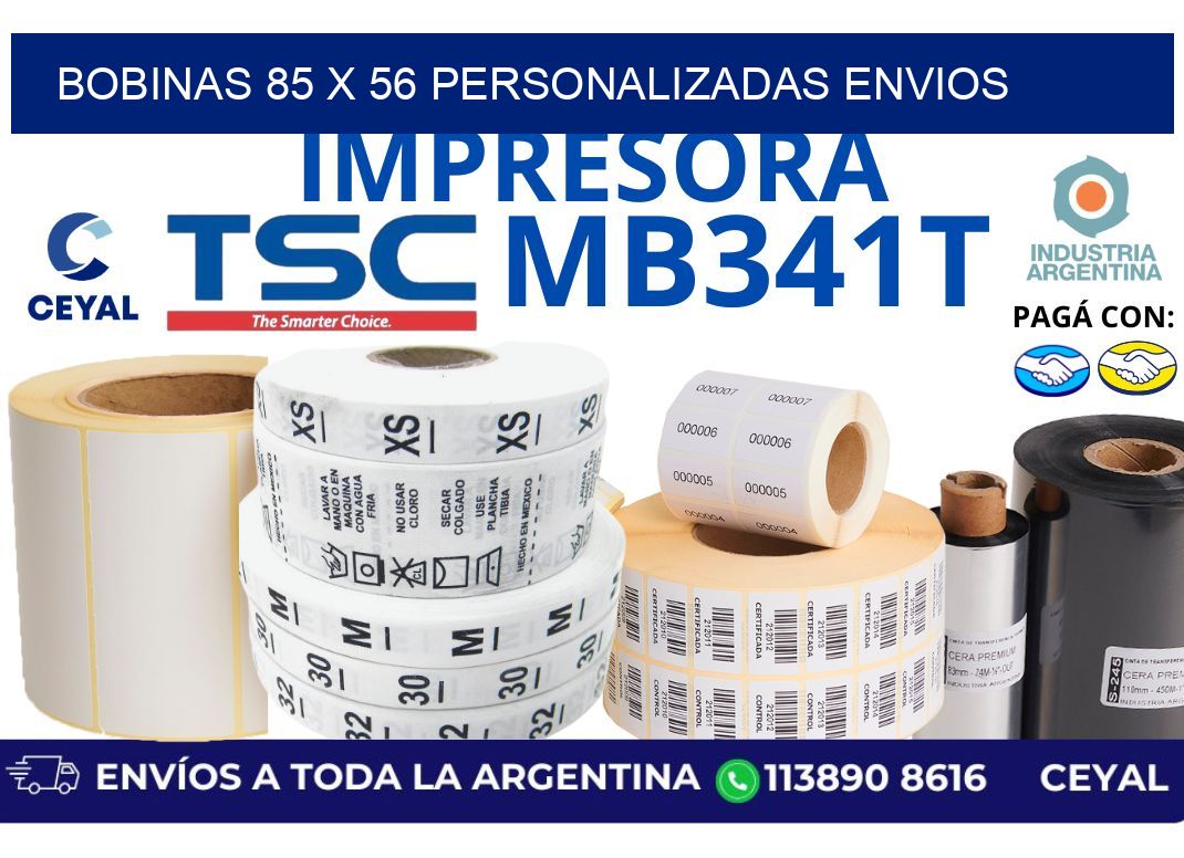 bobinas 85 x 56 personalizadas envios