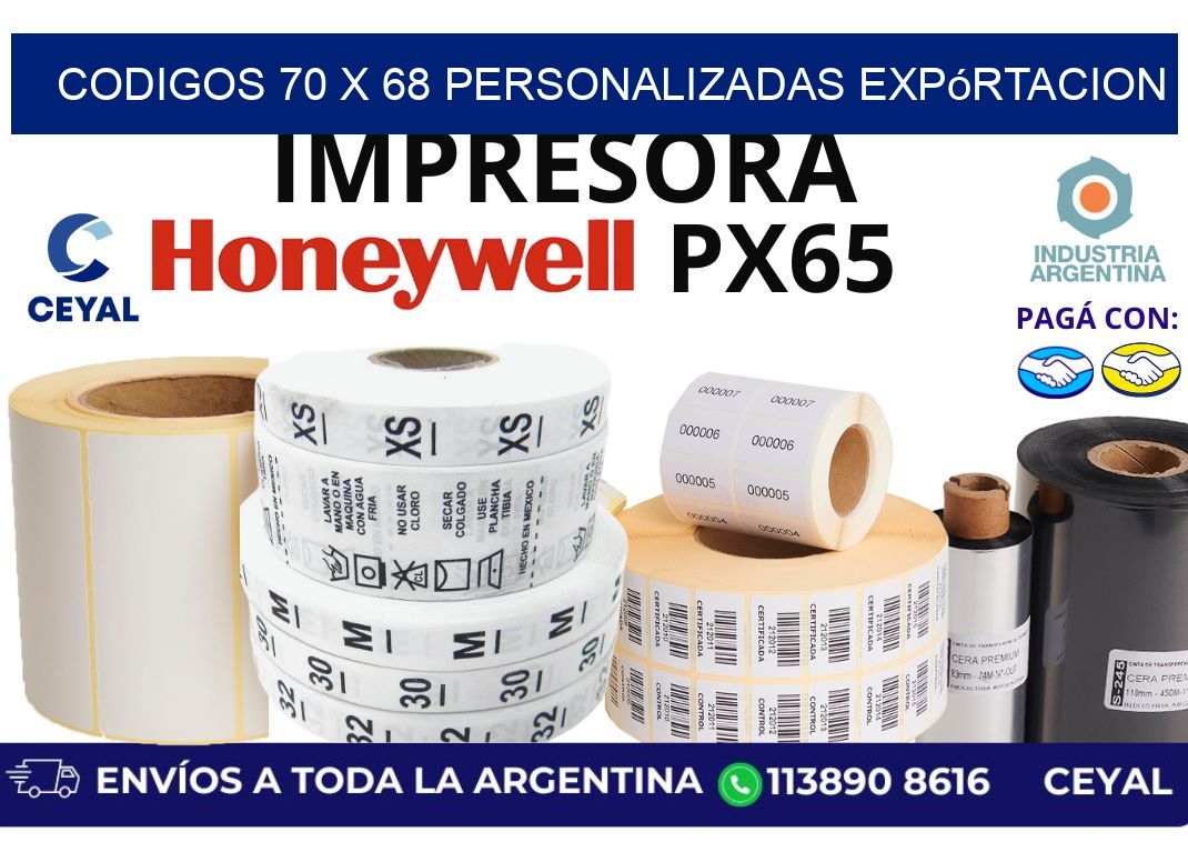 codigos 70 x 68 personalizadas expórtacion