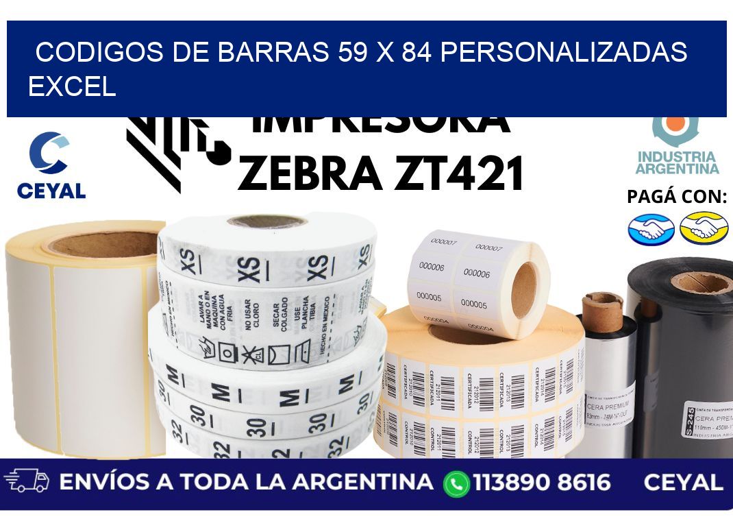 codigos de barras 59 x 84 personalizadas excel
