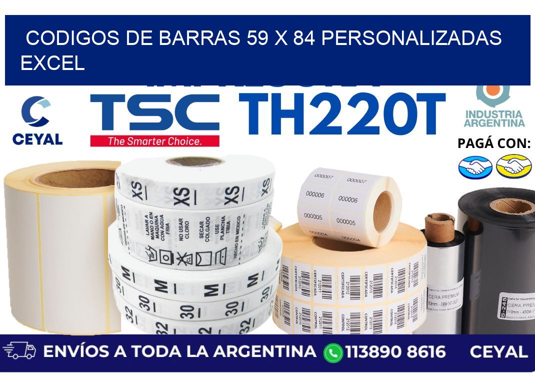 codigos de barras 59 x 84 personalizadas excel
