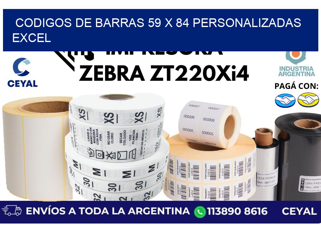codigos de barras 59 x 84 personalizadas excel