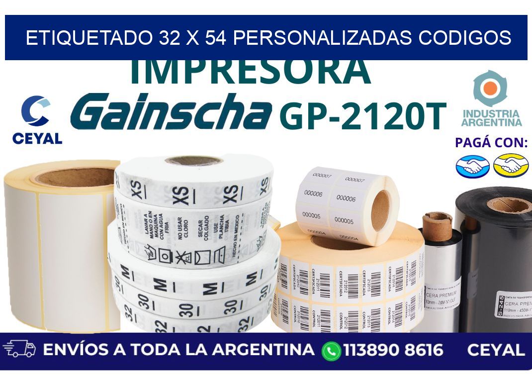etiquetado 32 x 54 personalizadas codigos