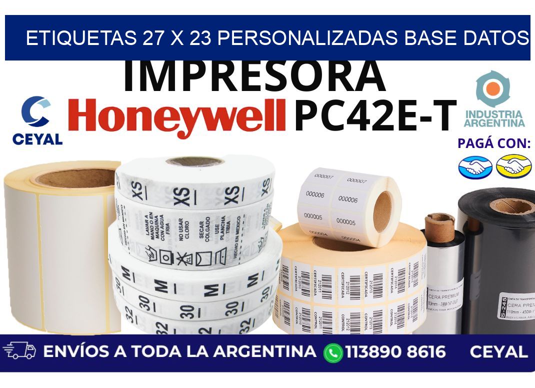 etiquetas 27 x 23 personalizadas base datos