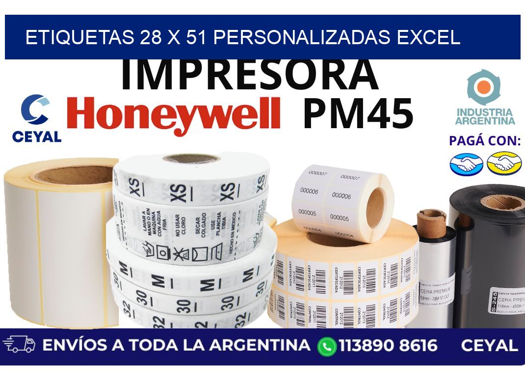 etiquetas 28 x 51 personalizadas excel