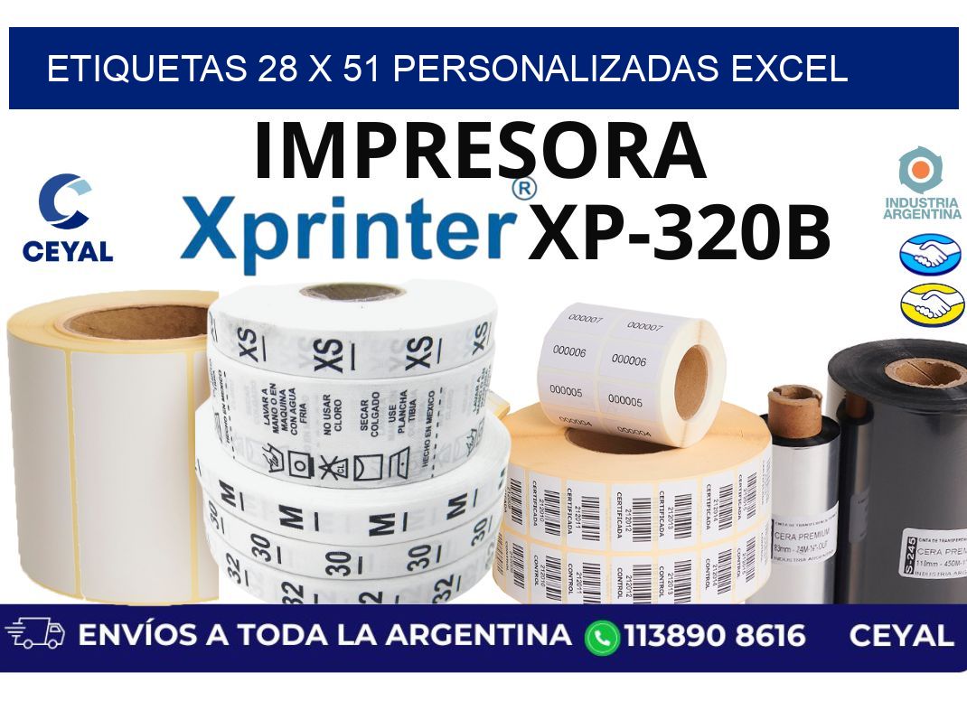 etiquetas 28 x 51 personalizadas excel