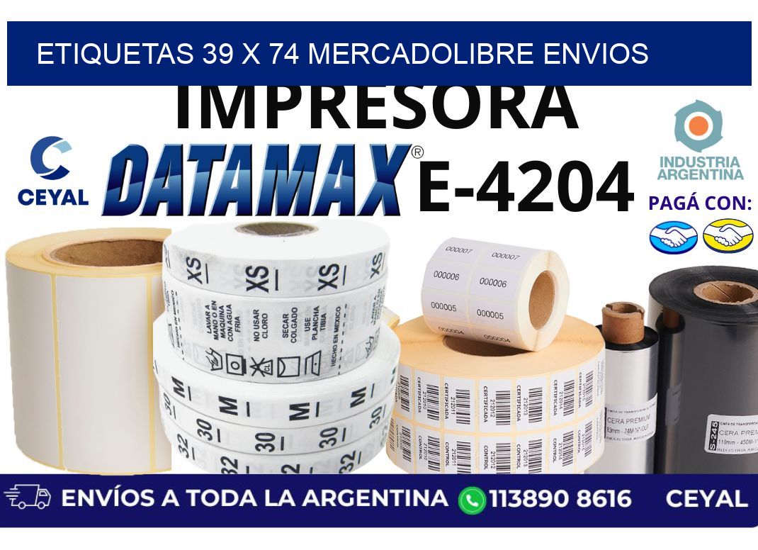 etiquetas 39 x 74 mercadolibre envios