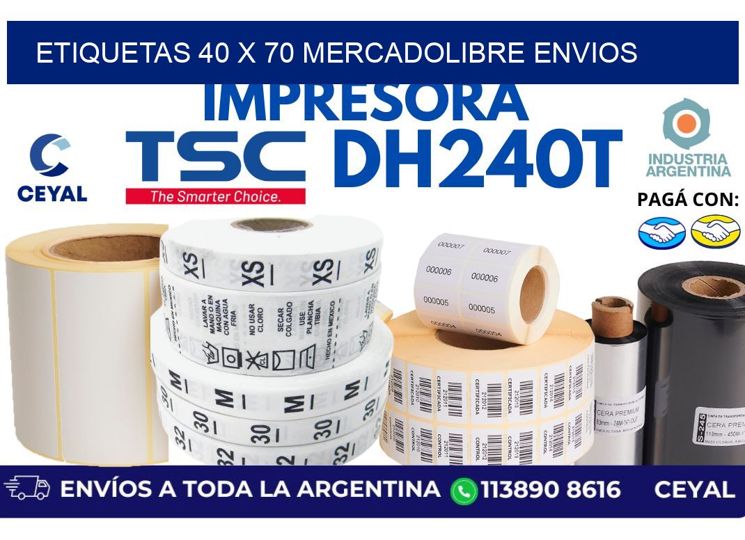 etiquetas 40 x 70 mercadolibre envios