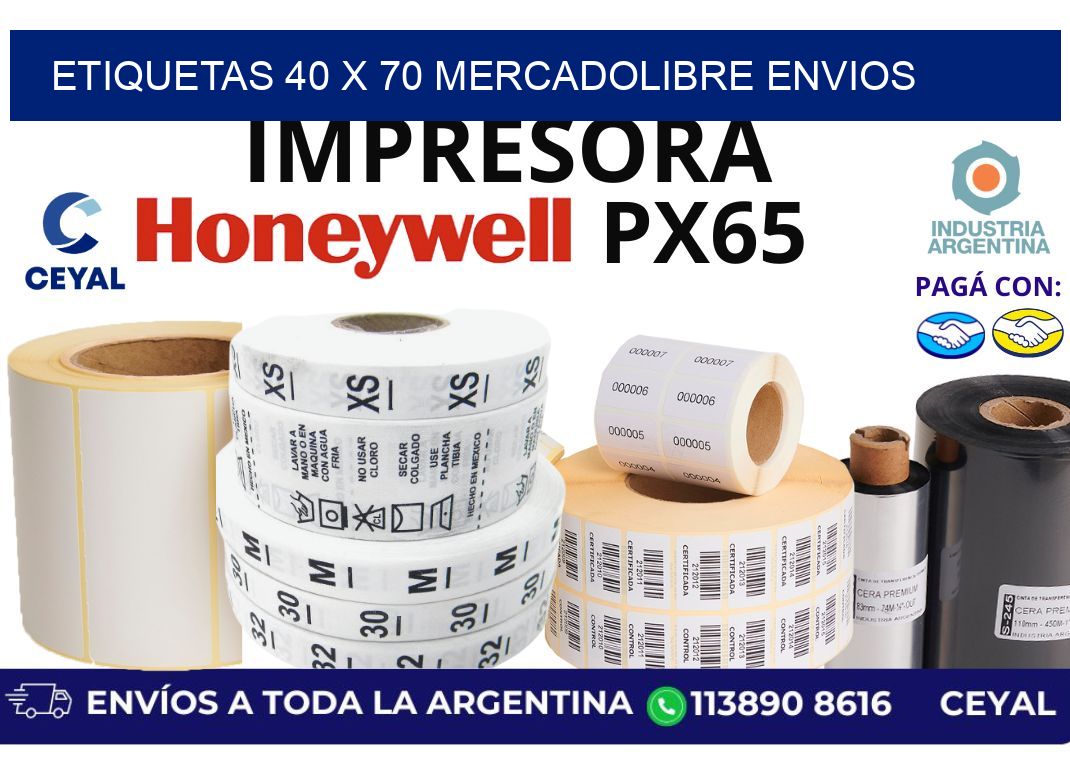 etiquetas 40 x 70 mercadolibre envios