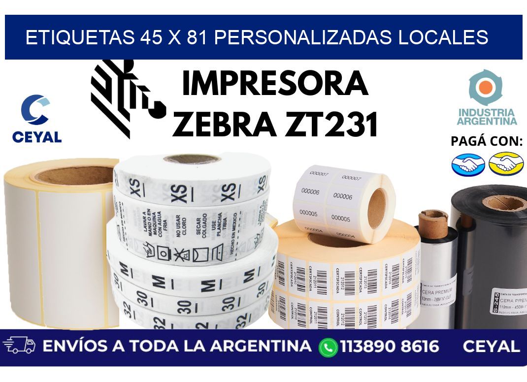 etiquetas 45 x 81 personalizadas locales