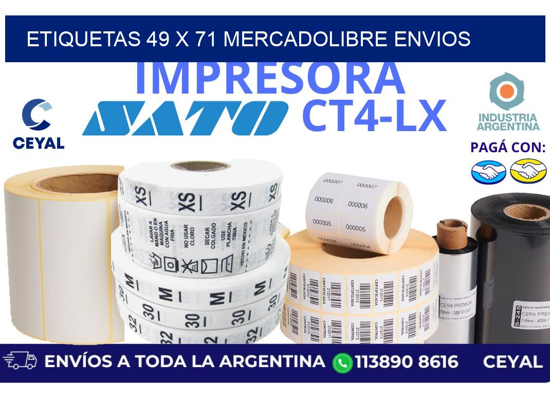 etiquetas 49 x 71 mercadolibre envios