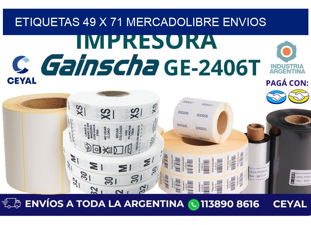 etiquetas 49 x 71 mercadolibre envios