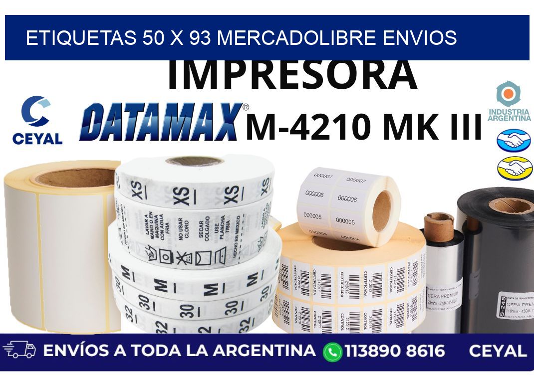 etiquetas 50 x 93 mercadolibre envios