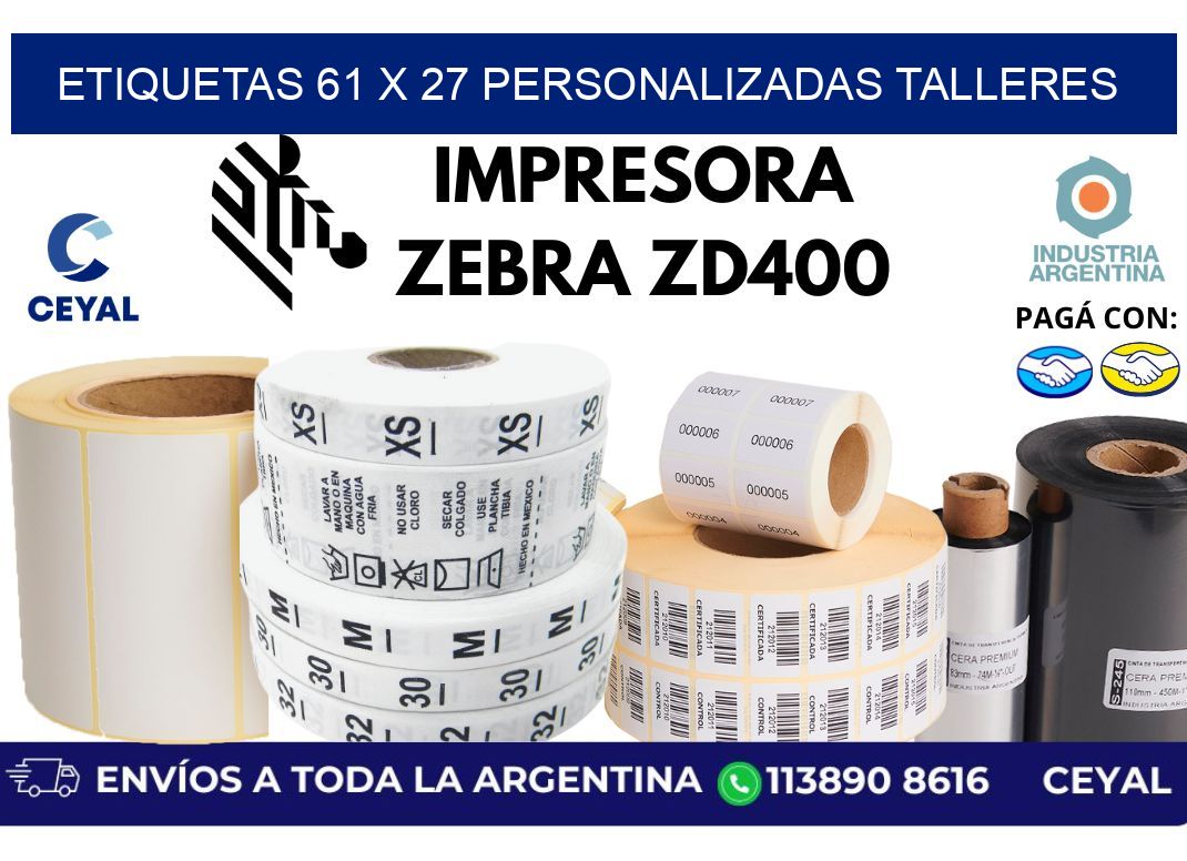 etiquetas 61 x 27 personalizadas talleres
