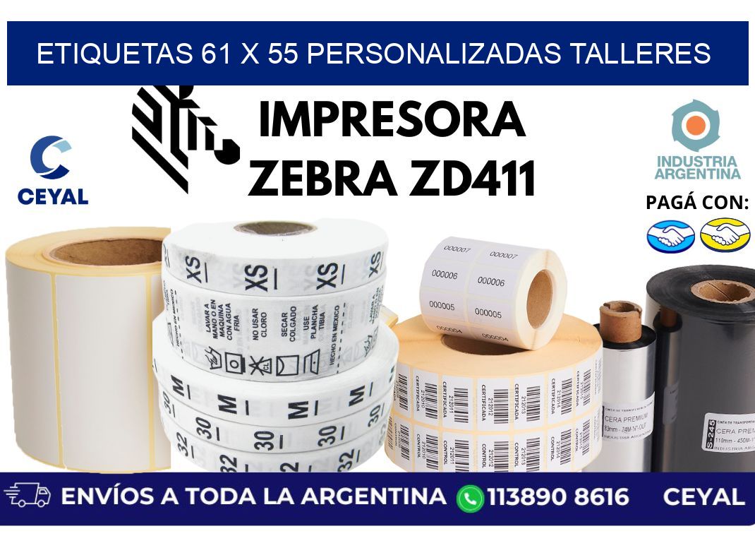 etiquetas 61 x 55 personalizadas talleres