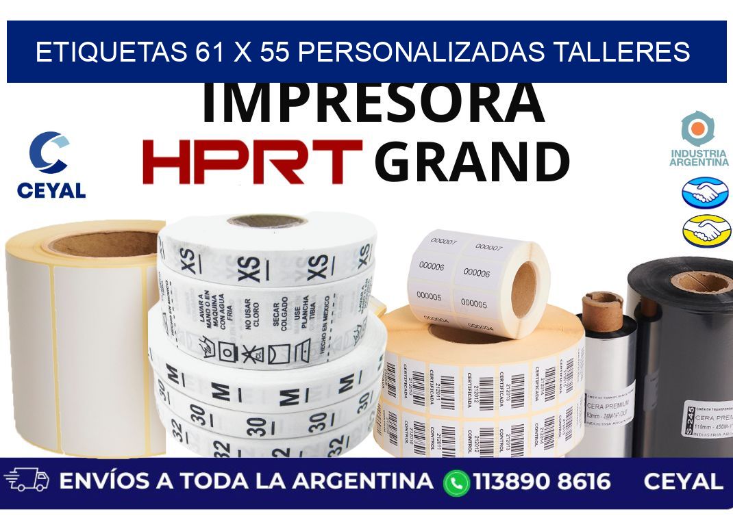 etiquetas 61 x 55 personalizadas talleres