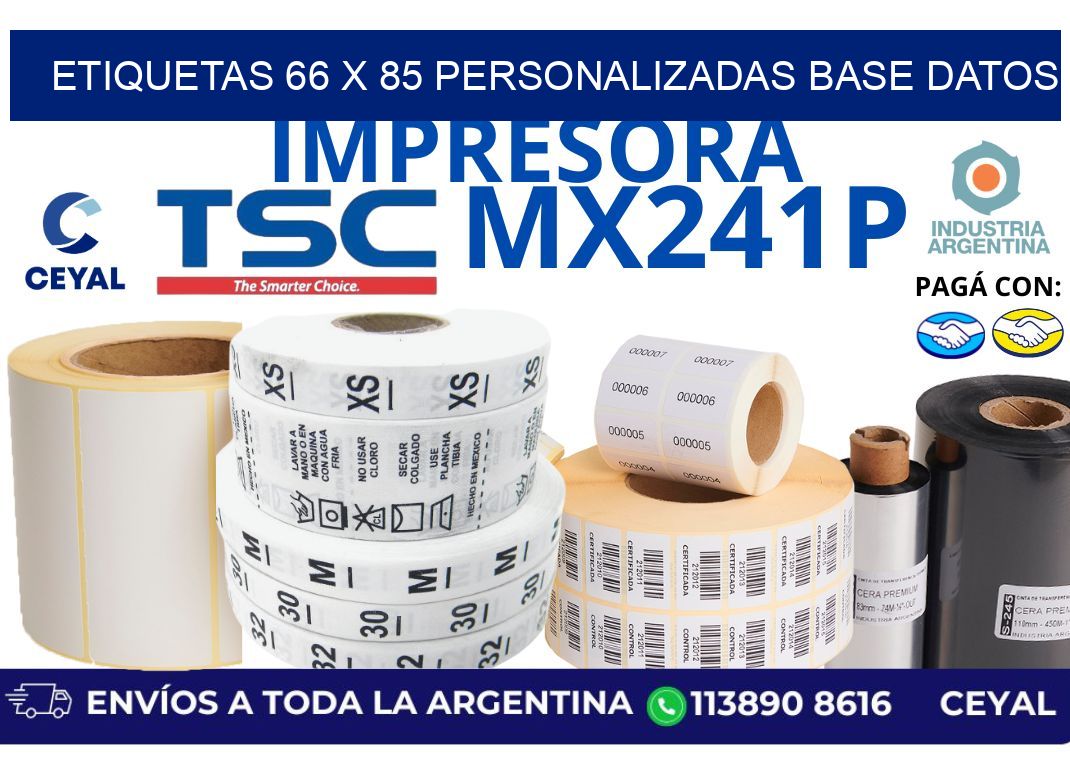 etiquetas 66 x 85 personalizadas base datos