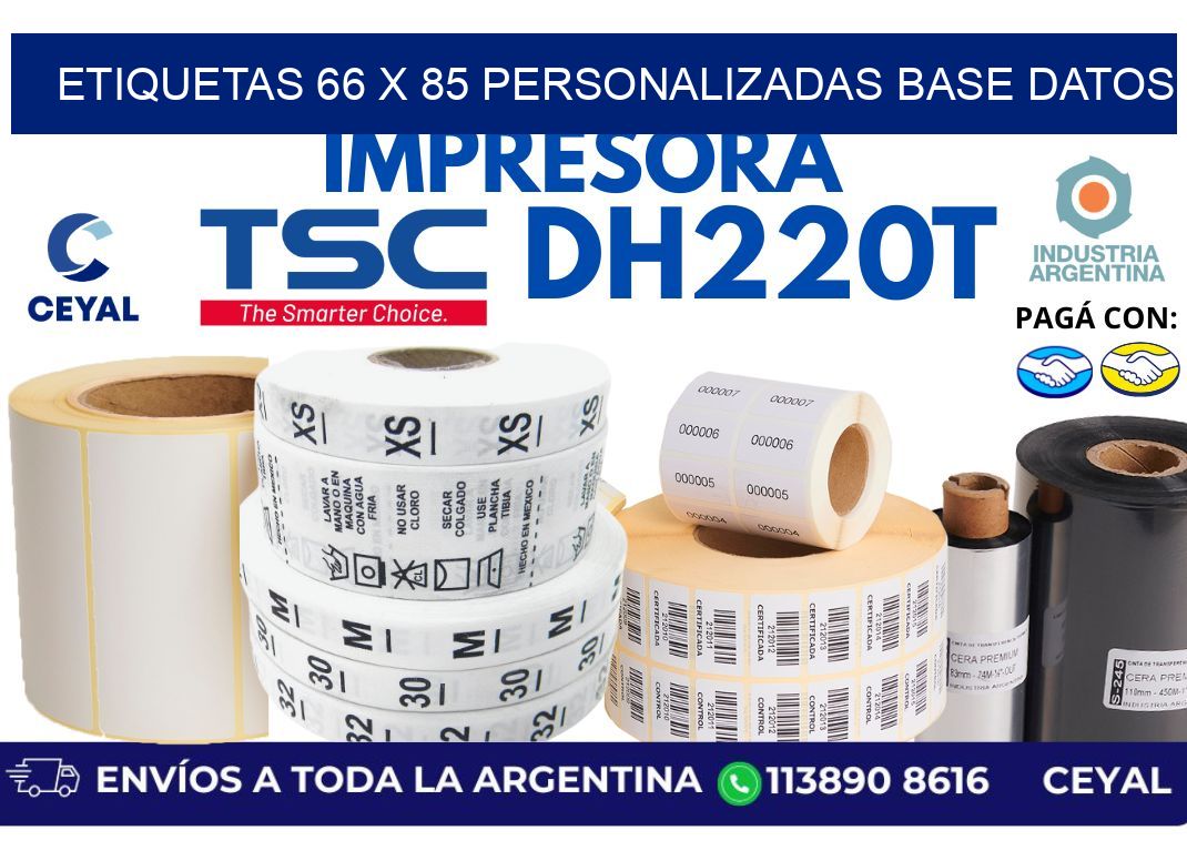 etiquetas 66 x 85 personalizadas base datos