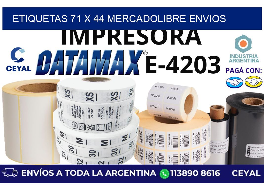 etiquetas 71 x 44 mercadolibre envios