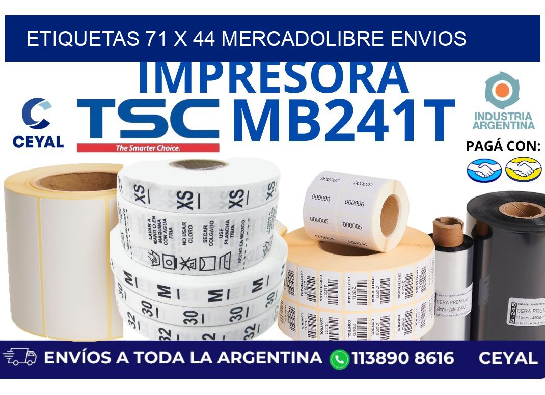 etiquetas 71 x 44 mercadolibre envios