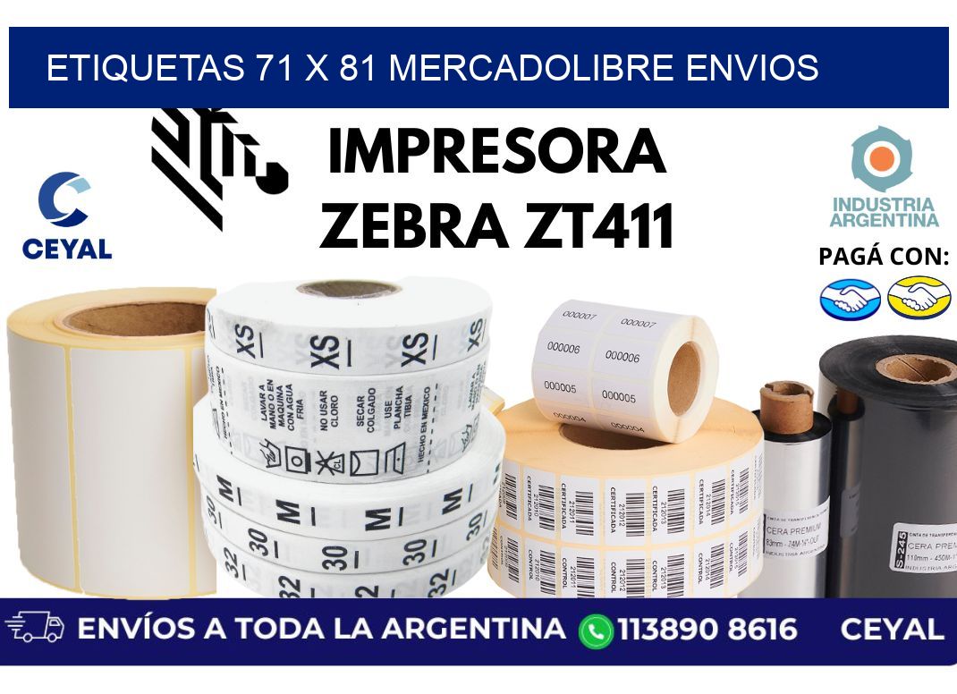 etiquetas 71 x 81 mercadolibre envios