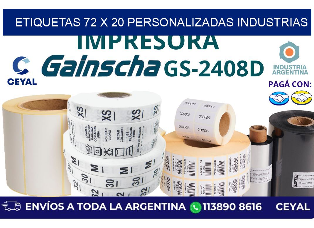 etiquetas 72 x 20 personalizadas industrias