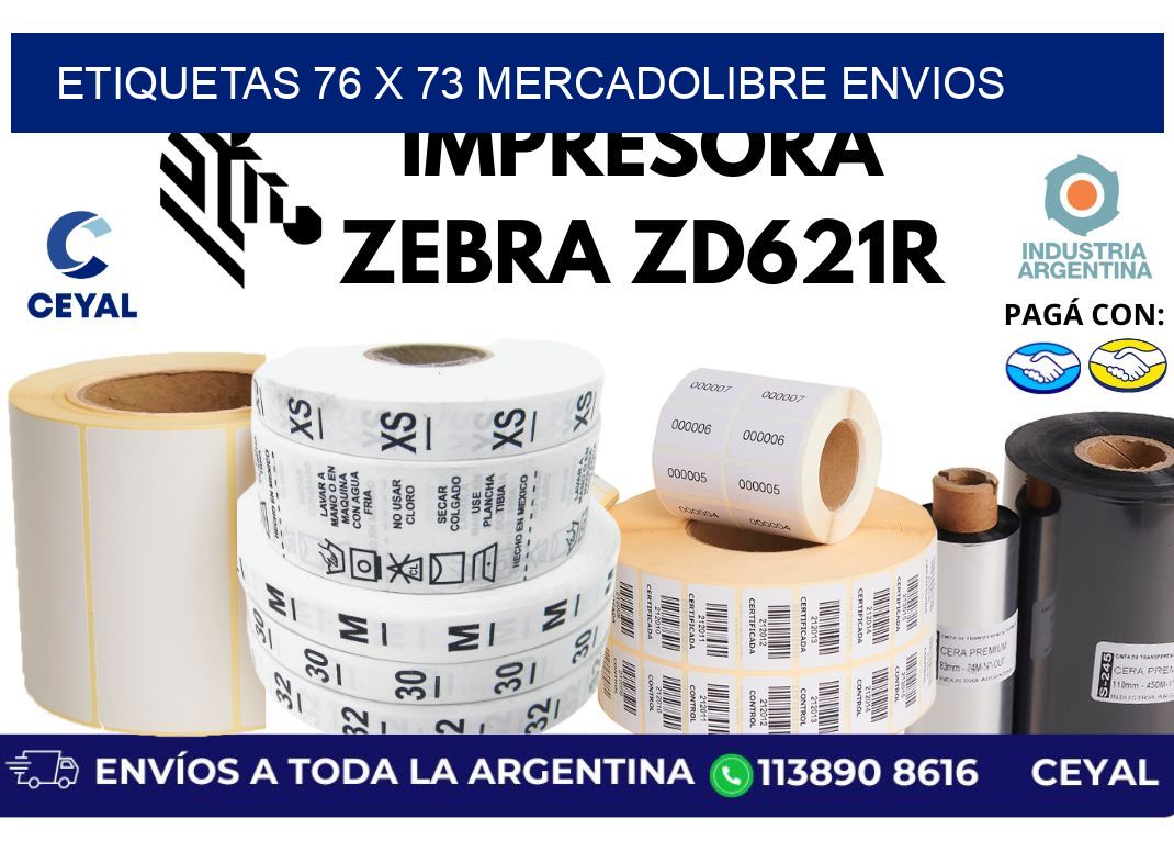 etiquetas 76 x 73 mercadolibre envios