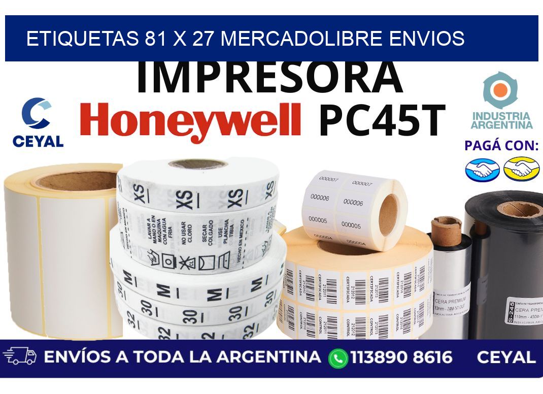etiquetas 81 x 27 mercadolibre envios