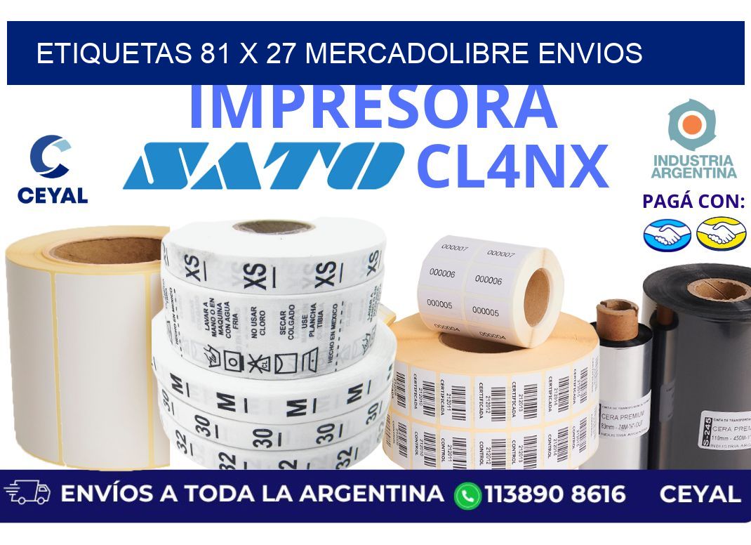 etiquetas 81 x 27 mercadolibre envios