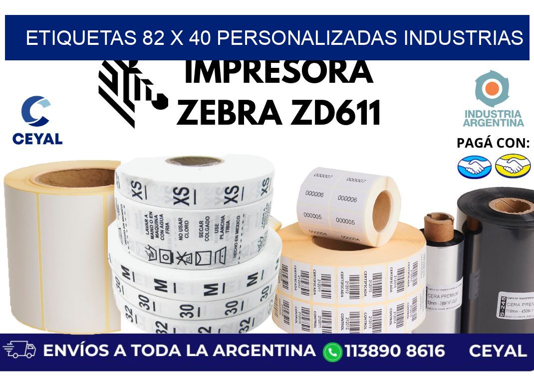 etiquetas 82 x 40 personalizadas industrias