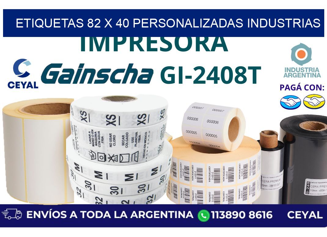 etiquetas 82 x 40 personalizadas industrias