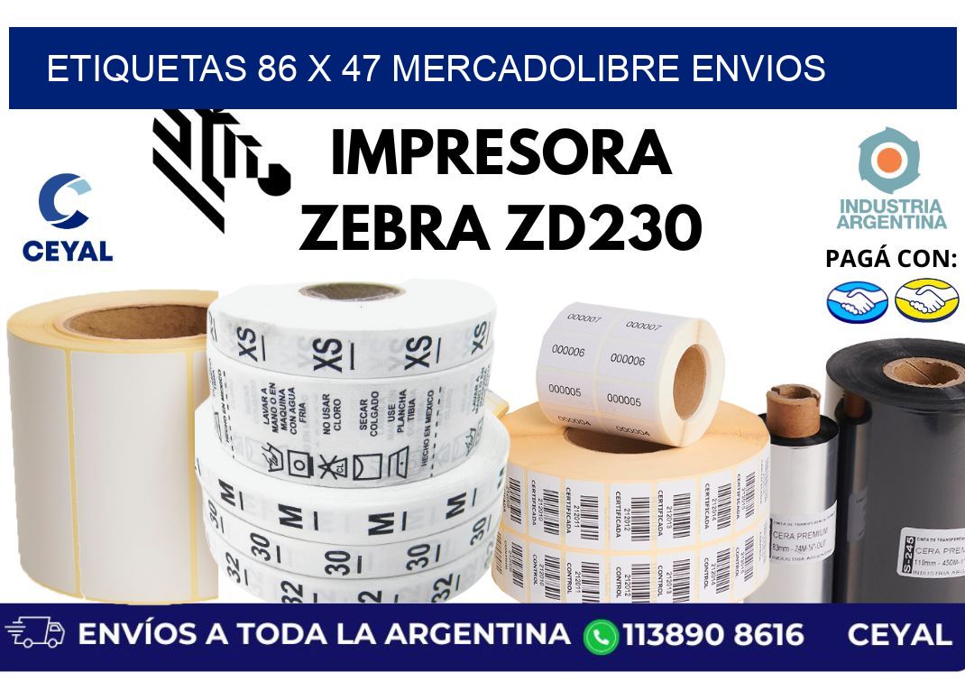 etiquetas 86 x 47 mercadolibre envios