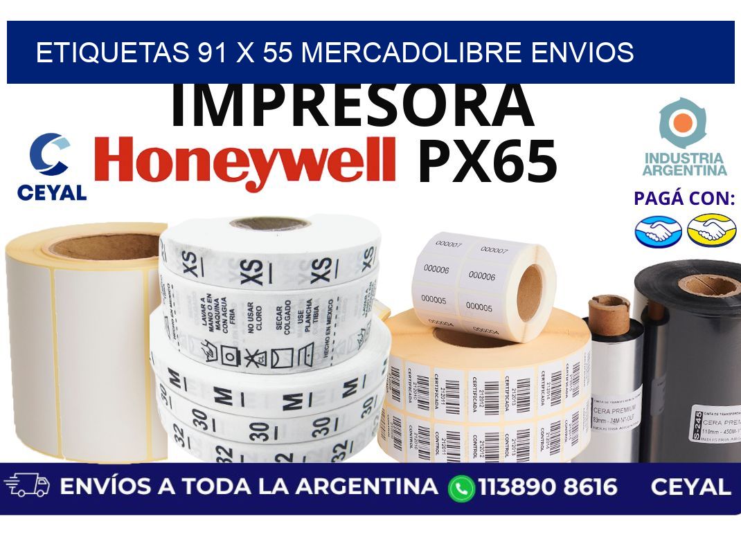 etiquetas 91 x 55 mercadolibre envios