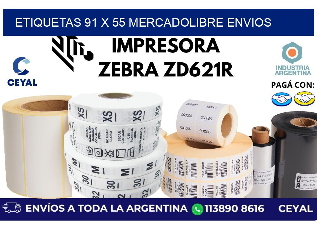 etiquetas 91 x 55 mercadolibre envios